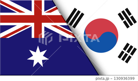 Flags of Australia and South Korea. Australian and South Korean National flags 130936399