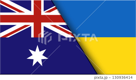 Flags of Australia and Ukraine. Australian and Ukrainian National flags 130936414