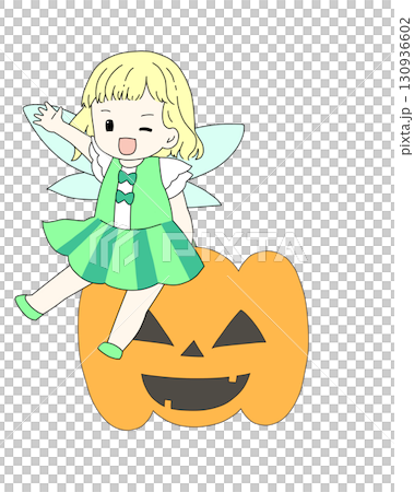 ハロウィン|妖精の女の子とかぼちゃのイラスト(背景透過)ハロウィン, 妖精, 女の子, かぼちゃ, ハロウィン|妖精の女の子とかぼちゃのイラスト(背景透過)ハロウィン, 妖精, 女の子, かぼちゃ, 130936602