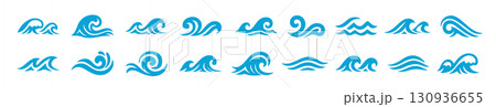 Vector sea wave icon. Water ocean shape wave silhouette element flow logo symbol design 130936655