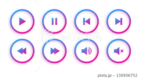 collection of audio player control button sign design 130936752