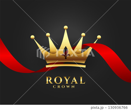 golden crown background with ribbon for royal invitation golden crown background with ribbon for royal invitation 130936766