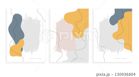 hand drawn abstract curve shapes pattern poster in set hand drawn abstract curve shapes pattern poster in set 130936804