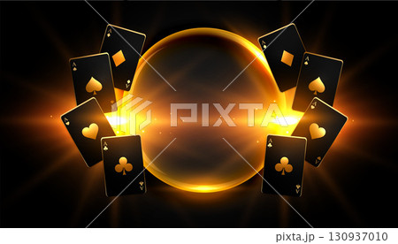 dark black poker ace card banner with shiny light effect 130937010