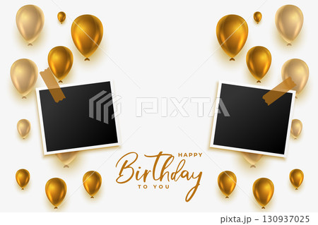 nice happy birthday event card with realistic photo frame 130937025