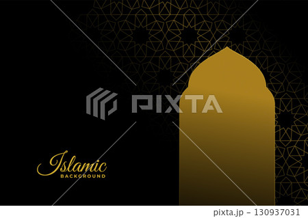 decorative islamic greeting dark background with golden touch 130937031