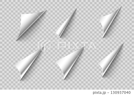 set of isolated 3d empty paper curl template design 130937040
