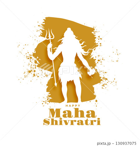 papercut style happy maha shivratri wishes card with splatter effect papercut style happy maha shivratri wishes card with splatter effect 130937075