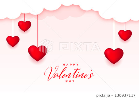 joyful valentines day wishes card with papercut clouds design 130937117