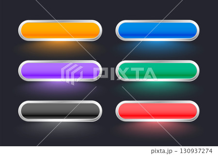 set of six colorful web button sign with empty space 130937274