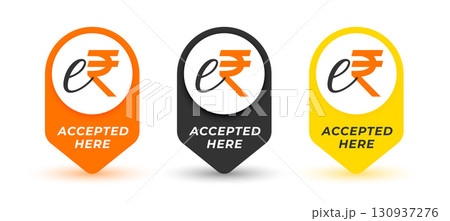 set of indian erupi token accepted here tags for safe and secure payment 130937276