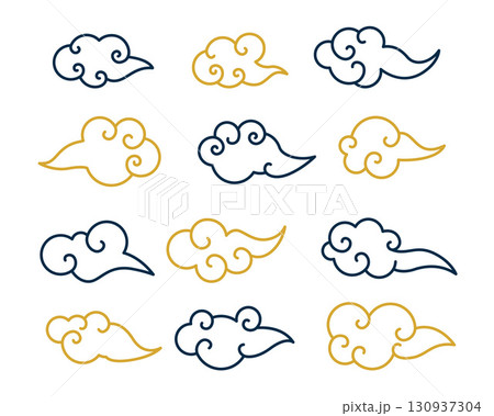 collection of korean autumn clouds element design 130937304