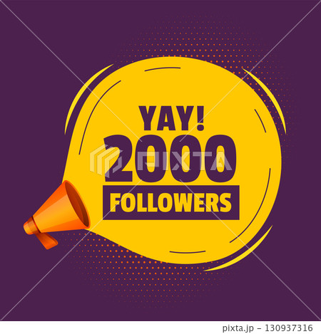 thank you 2000 followers web network background with megaphone thank you 2000 followers web network background with megaphone 130937316