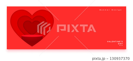 happy valentine day greeting banner with 3d podium platform happy valentine day greeting banner with 3d podium platform 130937370