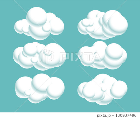 collection of fluffy clouds icon for natural weather 130937496