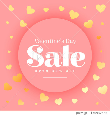 happy valentines day sale offer background with golden hearts 130937566