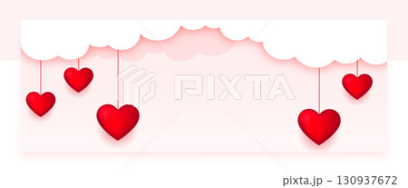 valentines day event banner with clouds in papercut style valentines day event banner with clouds in papercut style 130937672