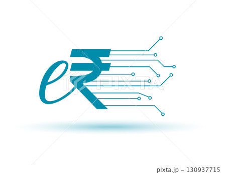 digital money erupee erupi symbol background with circuit lines 130937715