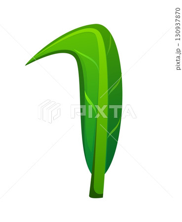 Fresh green leaf font digit 1 one. Plant alphabet font figure, environment green leaf cartoon isolated vector kids ABC typeface numeral symbol. Nature clean ecology typeface digit or math type number 130937870