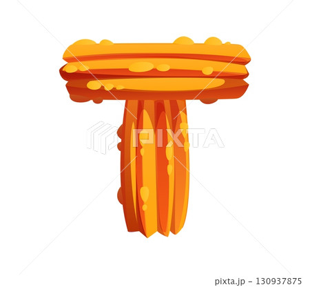Font, sweet dessert type and cookie biscuit typeface for bakery pastry, cartoon vector. Confectionery English alphabet and pastry dessert font of letter T as sweet shortbread fingers or biscuit cookie 130937875