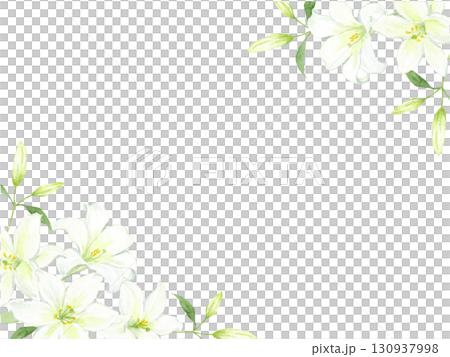 Watercolor white lily frame Watercolor white lily frame 130937998