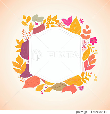 empty space surrounded by vibrant autumn leaves, perfect for your fall sale or promotion, in a simple style with colorful foliage. empty space surrounded by vibrant autumn leaves, perfect for your fall sale or promotion, in a simple style with colorful foliage. 130938510