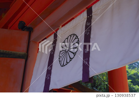 春日大社の幕に描かれた菊花紋 130938537