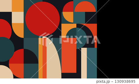 Colorful Abstract Geometric Pattern with Bold Shapes and Modern Design 130938695