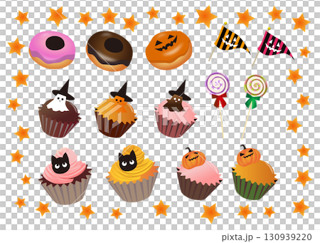 かわいいカップケーキのイラスト素材 130939220