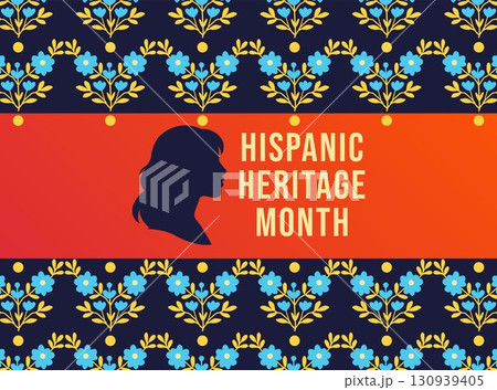 Hispanic heritage month background with woman silhouette 130939405