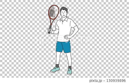 テニスラケットをもつ男子高校生のイラスト素材 テニスラケットをもつ男子高校生のイラスト素材 130939896
