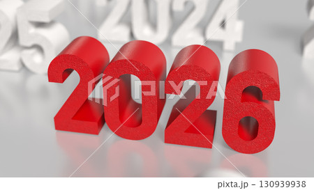 The Red 2026 for New year  or celebration concept 3d Rendering. 130939938