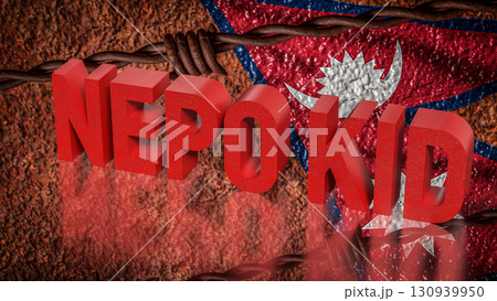 The Nepo Kid and Nepal flag for Crisis concept 3d Rendering. 130939950
