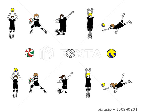 バレーボール男女ユニフォーム黒セット 130940201