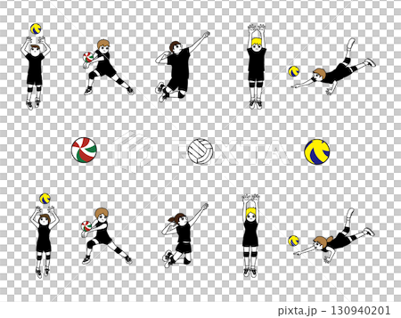 Volleyball men's and women's uniform black set 130940201