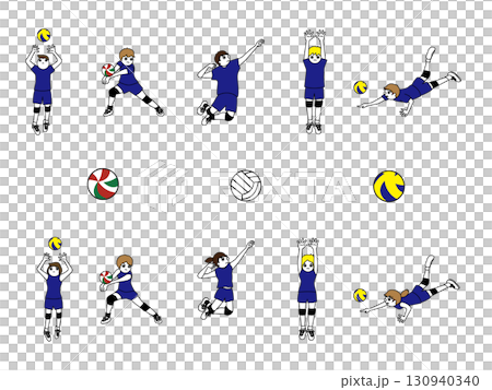 Volleyball men's and women's uniforms blue set Volleyball men's and women's uniforms blue set 130940340