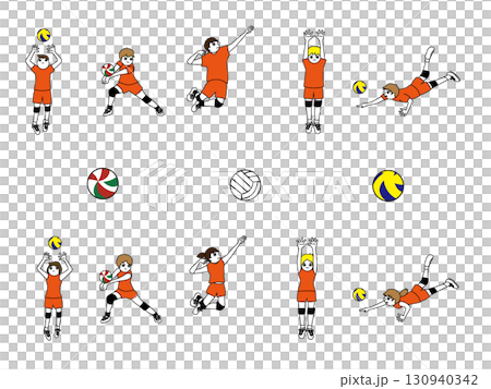 Volleyball men's and women's uniform orange set Volleyball men's and women's uniform orange set 130940342