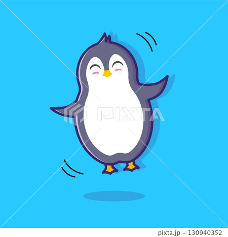 Penguin is smiling on a blue background, suits designs related to joy, happiness, winter, wildlife, and antarcticathemed content. Penguin is smiling on a blue background, suits designs related to joy, happiness, winter, wildlife, and antarcticathemed content. 130940352
