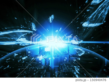 抽象的な青いしぶきの3dイラスト 130940476