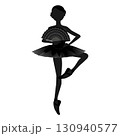 ダンサーのシルエットのイラスト_バレエ「ドン・キホーテ」のキトリを踊るバレリーナのイメージ 130940577