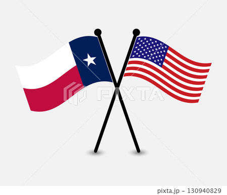 Crossed Flags of Texas and the USA, symbolizing unity and partnership. 130940829