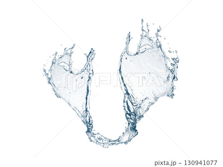 抽象的な青い波と水しぶきの3dイラスト 130941077