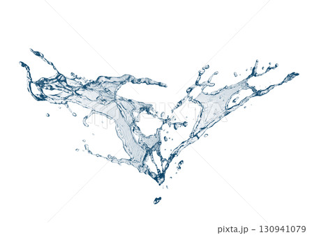 抽象的な青い波と水しぶきの3dイラスト 130941079