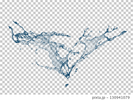 抽象的な青い波と水しぶきの3dイラスト 130941079