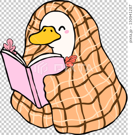 Fall Bookish Silly Goose Reading Book Under Blanket Hand Drawn Fall Bookish Silly Goose Reading Book Under Blanket Hand Drawn 130941287