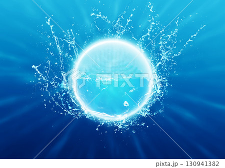 青い気泡と水しぶきの3dイラスト 130941382
