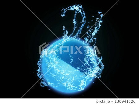 抽象的な青い気泡と水しぶき3dイラスト 130941526