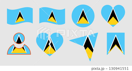 Collection of Saint Lucia Flag Designs in Various Shapes. Collection of Saint Lucia Flag Designs in Various Shapes. 130941551