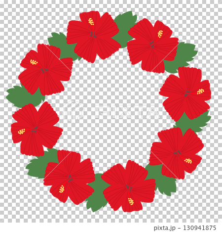 赤いハイビスカスのリース 130941875