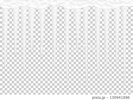 白色背景上懸掛的抽象冰柱的 3D 插圖 130941896